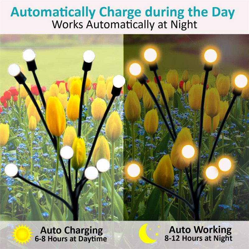 Sunčev prasak zvijezda Leluja svjetlo vjetar puše Vrtno svjetlo Vanjska ukrasna vatrometna lampa krijesnica za uređenje dvorišne staze