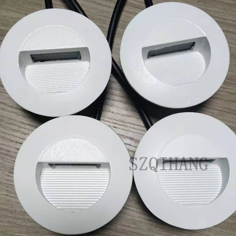 Led laiptų šviestuvai įleidžiami laiptų šviestuvai 3W apvalūs AC85-265V/DC12V lauko ir vidaus vandeniui atsparūs madingi sieniniai kampiniai šviestuvai balta/juoda