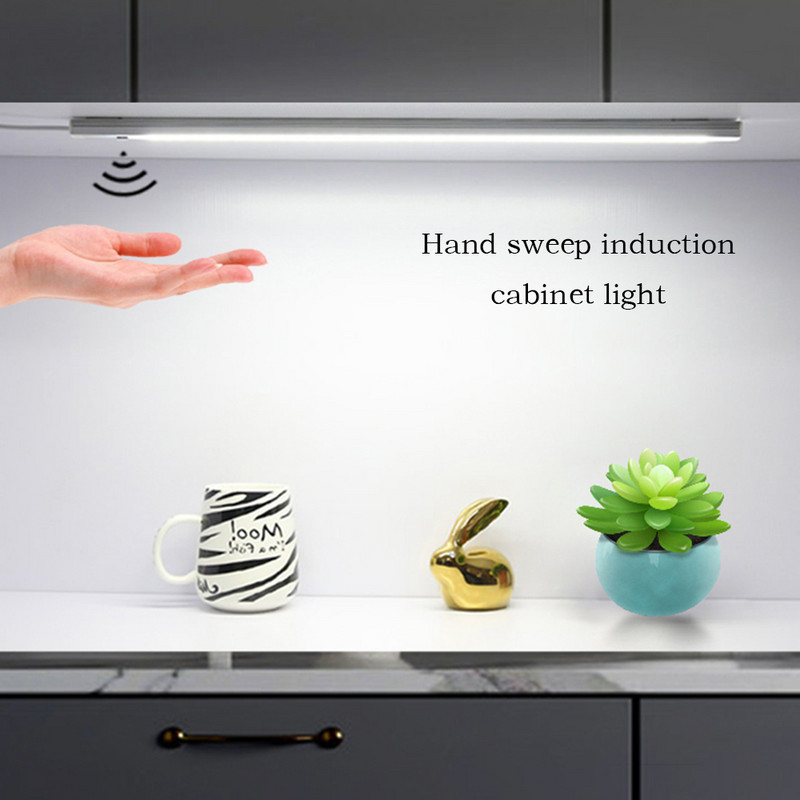 USB maitinamas Smart LED virtuvės apšvietimas 20/30/40/50 cm rankinio šlavimo jutiklio lempa 5 V didelio ryškumo foninis apšvietimas spintoms