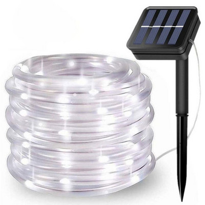 7M 12M Outdoor Solar Rope String Lights 8 Mode LED Copper Wire Fairy Light Αδιάβροχο λαμπάκι σωλήνα για διακόσμηση αυλής γάμου στον κήπο