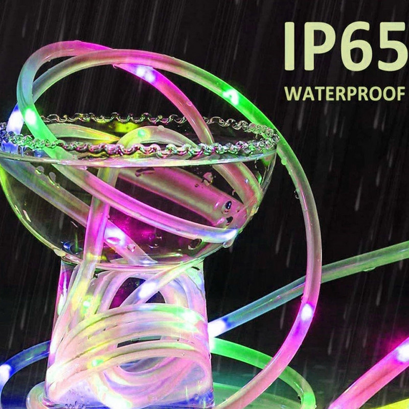 7M 12M Outdoor Solar Rope String Lights 8 Mode LED Copper Wire Fairy Light Αδιάβροχο λαμπάκι σωλήνα για διακόσμηση αυλής γάμου στον κήπο