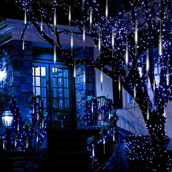 LED80cm/10 Tube LED Meteor Shower Garland Holiday strip Light Εξωτερικά αδιάβροχα φώτα νεράιδας Χριστουγεννιάτικη διακόσμηση δρόμου Κήπος