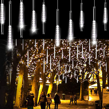 LED80cm/10 Tube LED метеоритен дъжд гирлянди празнична лентова светлина Външни водоустойчиви приказни светлини Градинска улична коледна украса
