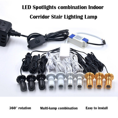 2 τεμ./Σετ LED Mini Spotlight Εσωτερικού φωτισμού Έργα τέχνης Φωτισμός Φωτιστικό Οροφής με Τροφοδοτικό και Φωτάκια τοίχου Junction Box