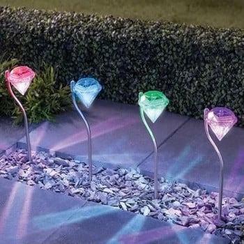 4PCS Diamond Lawn Соларна лампа Слънчева градинска светлина Слънчеви дворни светлини Водоустойчива Led светлина Външна слънчева светлина за декоративна градина