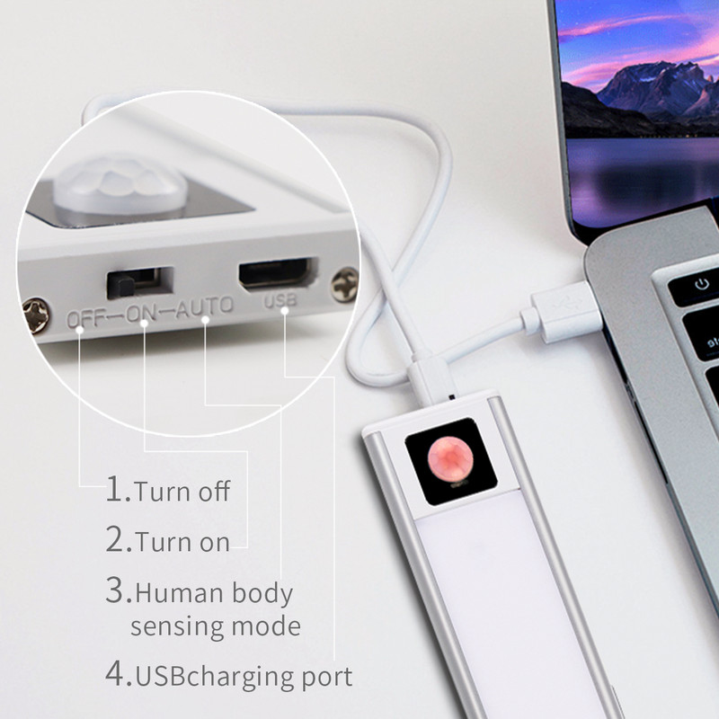 USB Led lámpák PIR mozgásérzékelő DC 5V szekrény alatt konyhai világítás hálószoba gardrób lámpa lépcsők háttérvilágítás éjszakai fény