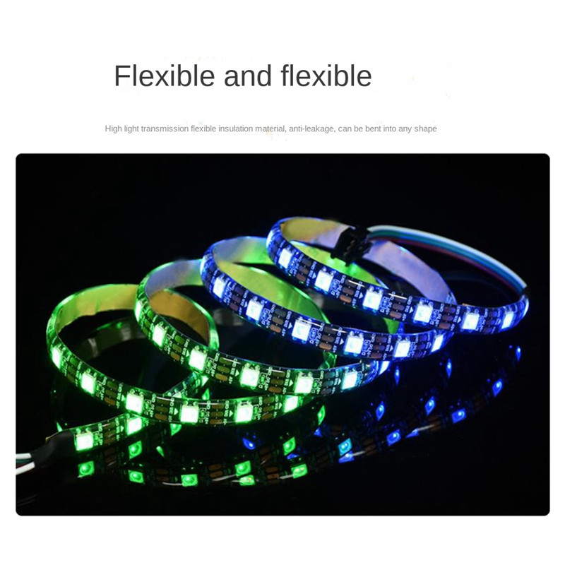 AT14 WS2812 RGB lempos juostelė 5050 šviesos rutuliukai, didelio ryškumo, energijos taupymo, mažo suvartojimo pjovimo programuojama LED lempa (1M)