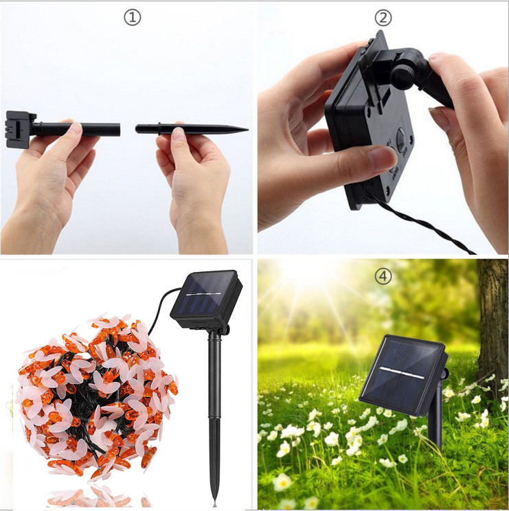 20LED/30LED/50LED LED žičane svjetiljke u obliku pčele Božićni vijenci na solarni pogon Vilinska svjetla za blagdansko uređenje vrta