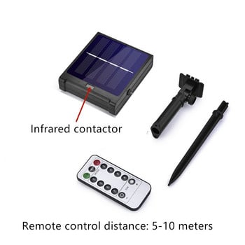 IR LED външна слънчева струнна светлина IP65 с 8 режима на дистанционно управление за ваканционна сватба, коледно парти, гирлянда, слънчева градинска светлина