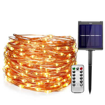 IR LED vonkajšie solárne reťazové svetlo IP65 s 8-režimovým diaľkovým ovládaním pre sviatočné, svadobné, vianočné, párty, girlandové solárne záhradné svetlo