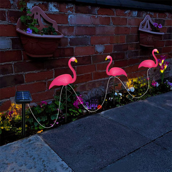 Слънчева LED светлина Външна светлина с фламинго Водоустойчива светлина за тревни площи за колове Начало Автоматично включване/изключване Лампа за пейзажен двор за декорация на пътека