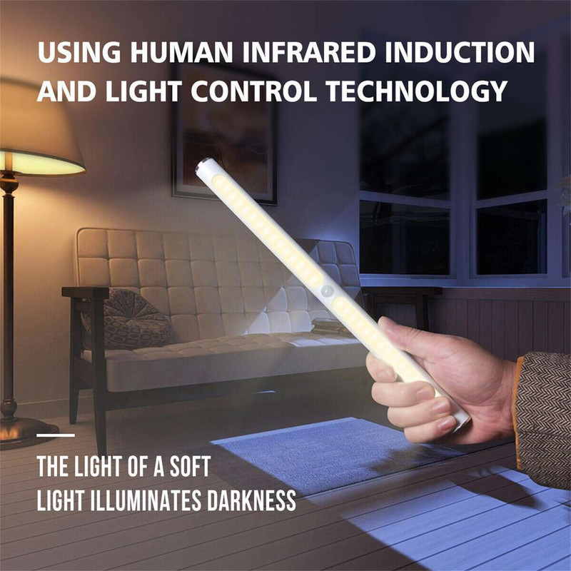 22 LED spintos šviestuvai 6500k USB įkraunamas energiją taupantis itin ryškus judesio jutiklis po spintelės lempa