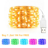 5/10/20M USB LED svjetiljke s bakrenom i srebrnom žicom, vodootporna bajkovita svjetla za božićne ukrase za svatove