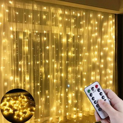 Ghirlandă de cortină LED 3M pe fereastră USB Power Fairy Lights Festoon cu telecomandă Ghirlandă de Anul Nou cu lumini LED Decorație de Crăciun