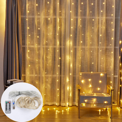 3M LED vijenac za zavjese na prozoru USB Power Fairy Lights Festoon s daljinskim upravljačem Novogodišnji vijenac LED svjetla Božićna dekoracija