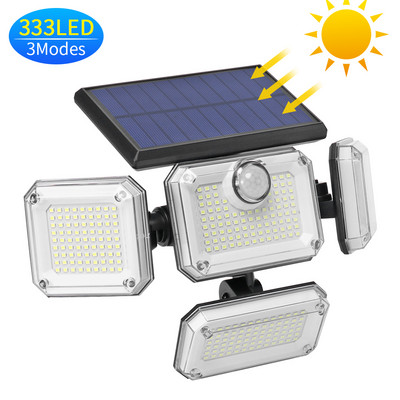 106/290/318/333 LED Solar Lights Αισθητήρας κίνησης εξωτερικού χώρου Ανθρώπινη επαγωγική ρυθμιζόμενη κεφαλή IP65 Αδιάβροχο ηλιακό φωτιστικό τοίχου