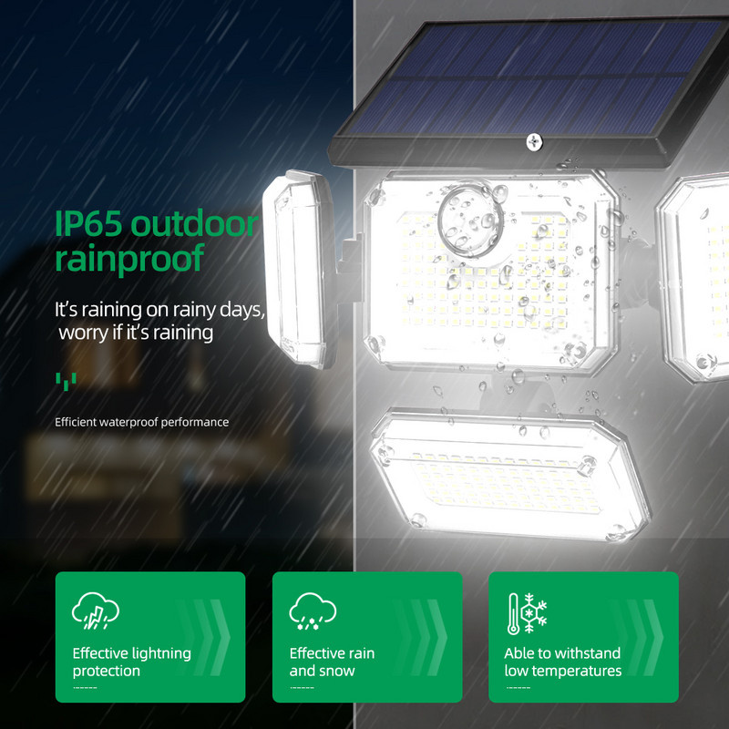 Lampă solară 106/290/318/333LED Senzor de mișcare în aer liber Cap reglabil cu inducție umană IP65 Lampă de perete cu energie solară rezistentă la apă