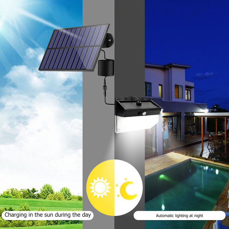 Lampă solară 106/290/318/333LED Senzor de mișcare în aer liber Cap reglabil cu inducție umană IP65 Lampă de perete cu energie solară rezistentă la apă