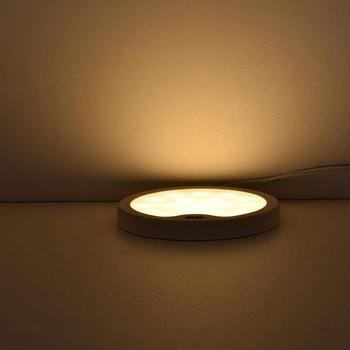 Превключвател за ръчно почистване под осветлението на шкафа 3W DC12V кръгли LED светлини Гардероб Спалня Гардероб Нощна лампа Светлина за декорация на домашна кухня