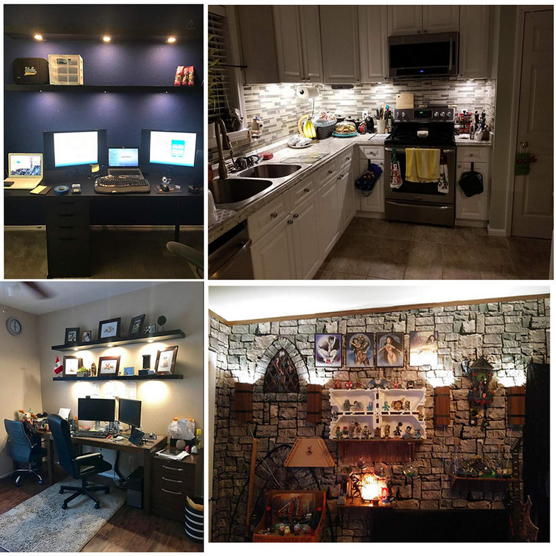 Διακόπτης χειρός κάτω από το ντουλάπι φωτιστικό 3W DC12V Στρογγυλά φώτα LED Ντουλάπα υπνοδωμάτιο Ντουλάπα νυχτερινό φωτιστικό σπιτιού Διακοσμητικό φωτιστικό κουζίνας