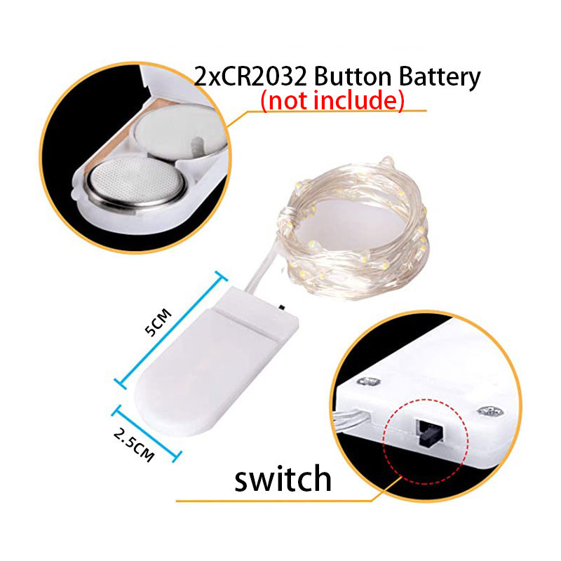 10kom 1M 2M vilinsko svjetlo LED svjetiljke od bakrene žice Vanjski vijenac Svadbeno svjetlo za kućni Božićni vrt Blagdanska dekoracija