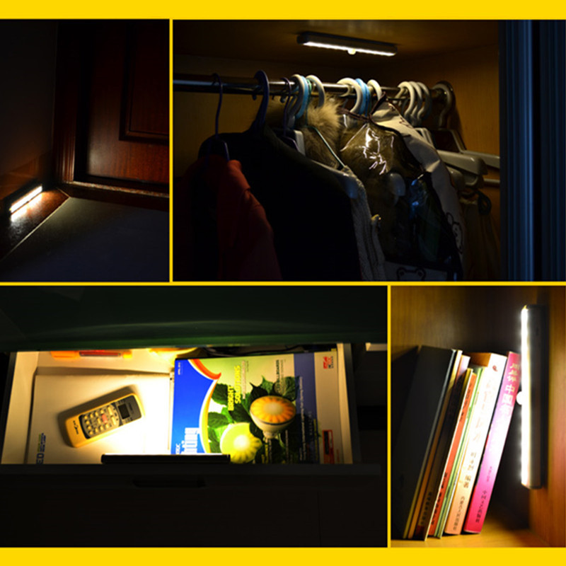 Iluminare LED ultra-subțire pentru dulap de înaltă calitate Senzor de mișcare PIR LED, reîncărcabil prin USB, iluminat cu LED pentru dulapul de bucătărie din aluminiu auriu