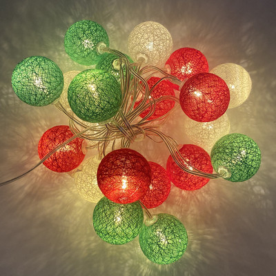 20 LED medvilnės kamuoliukų girliandos styginių lempučių Kalėdų fėjos apšvietimo stygos, skirtos lauko švenčių vestuvėms Kalėdų vakarėliui namų dekoravimui