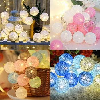 20 led Βαμβακερές μπάλες Φωτιστικά LED Fairy Garland Light Ball για το σπίτι Παιδικό Υπνοδωμάτιο Χριστουγεννιάτικο πάρτι Κήπος Διακόσμηση γιορτινό φωτισμό