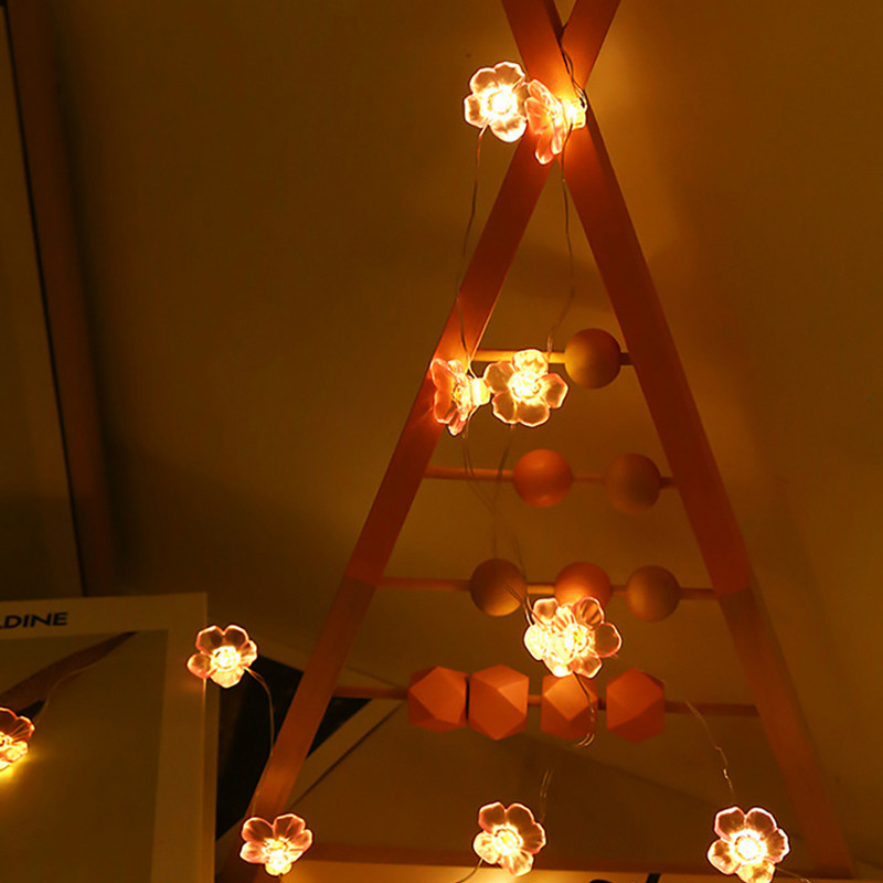 Pink Cherry Blossom String Lights Božićni blagdanski ukrasi Led svjetlosni vijenac Sakura Viseći svjetlosni niz