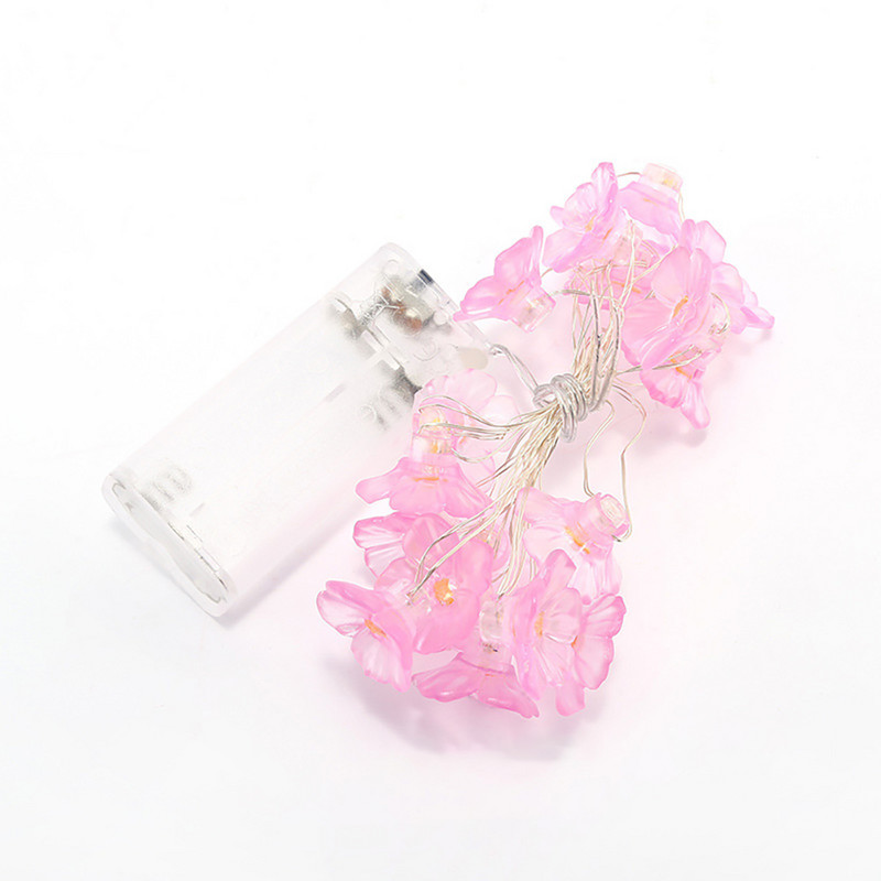Pink Cherry Blossom String Lights Božićni blagdanski ukrasi Led svjetlosni vijenac Sakura Viseći svjetlosni niz