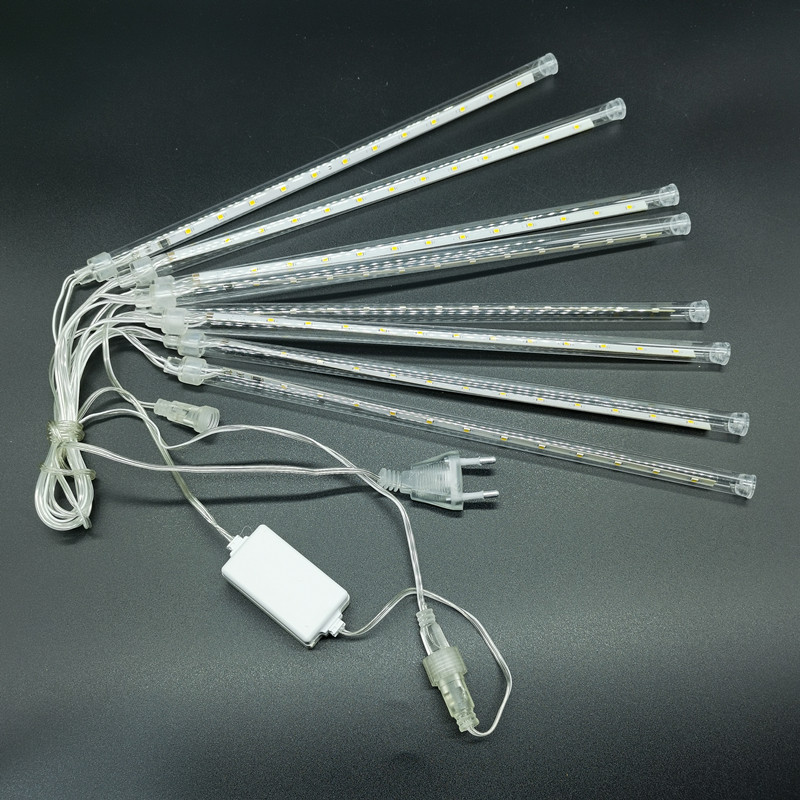 8 tubus Meteor Zuhany Eső Led Fények Utcai füzérek Karácsonyfadíszek kültéri újévi tündérkerti lámpákhoz