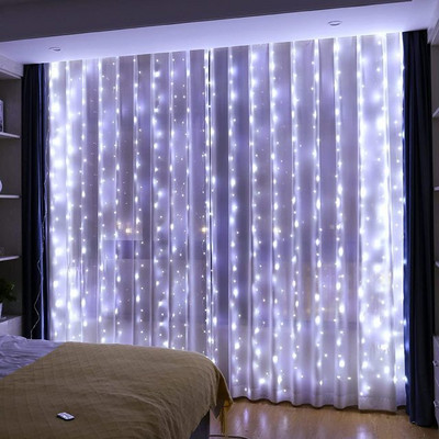 6x3M Naujųjų metų girlianda LED užuolaidų girlianda ant lango USB Festoon Fairy Lights su nuotoliniu LED žibintu kalėdiniu papuošimu