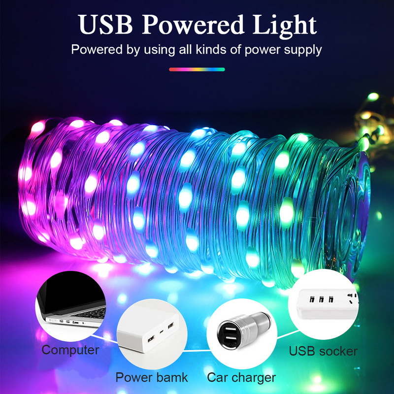 5/10M Božićna trakasta svjetiljka Svjetla za vijence Božićno drvce Ukrasi za božićno drvce Blagdanska rasvjeta Navidad Dekor Svjetlo za vjenčanje