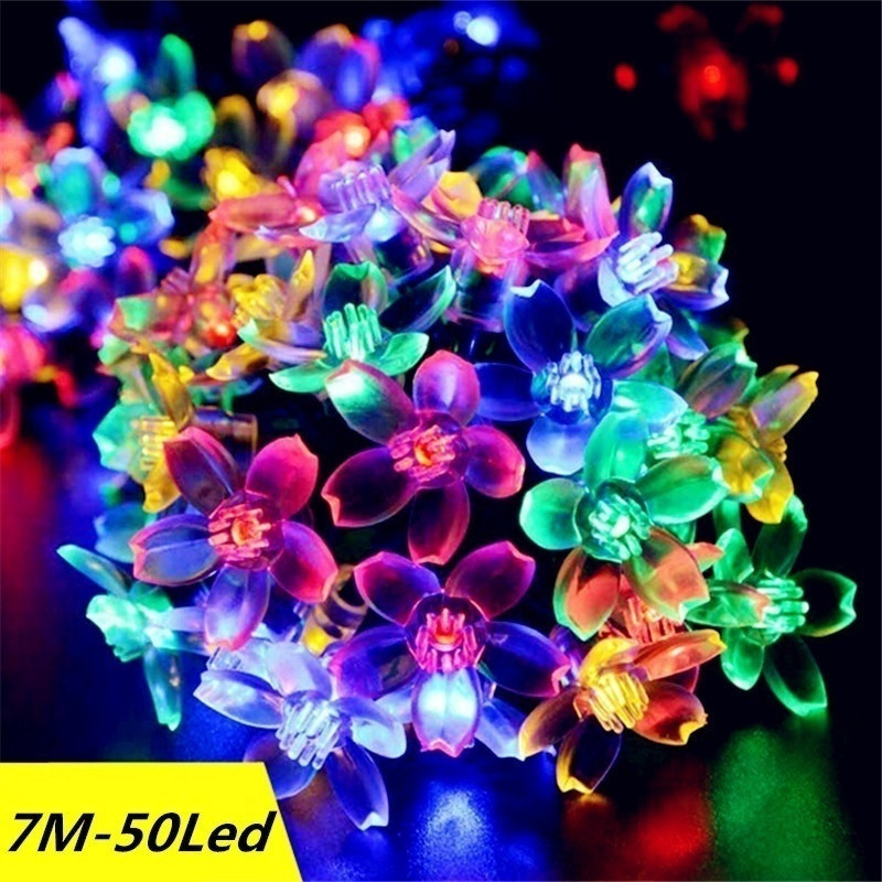 Svjetiljke na cvjetnom nizu Solarne vrtne svjetiljke 50 LED lampe za vijence Vrt za svadbene zabave Božićni vanjski ukrasi