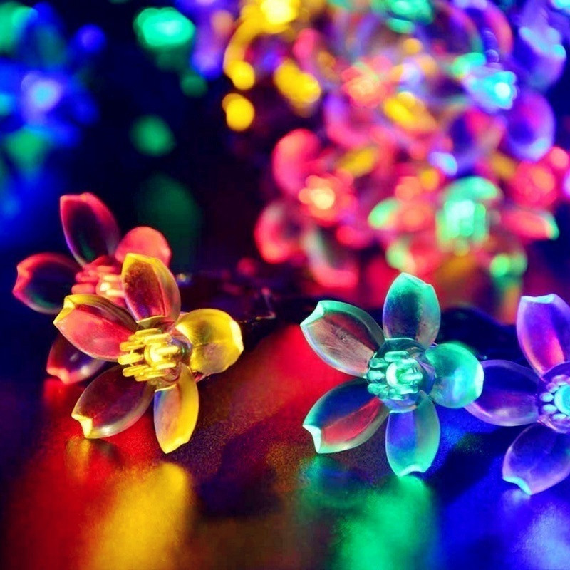 Svjetiljke na cvjetnom nizu Solarne vrtne svjetiljke 50 LED lampe za vijence Vrt za svadbene zabave Božićni vanjski ukrasi
