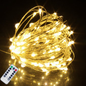 Távirányító Fairy Light USB elemmel működő LED szál lámpa időzítő Réz drót karácsonyi dekorációs lámpák