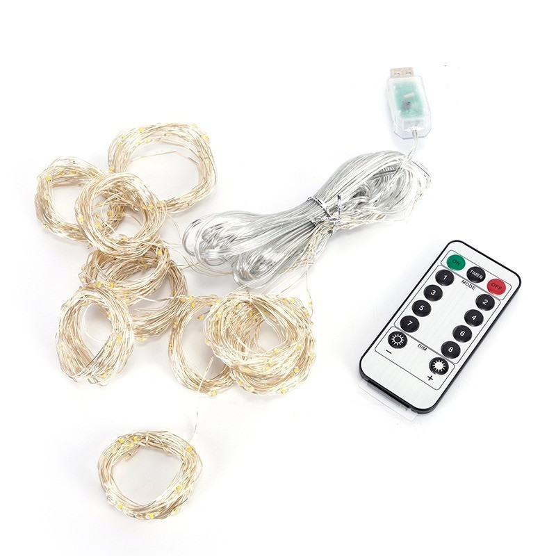 3M LED kardin Fairy Lights Kaugjuhtimispult USB String Lights Jõulukaunistused Kodu Magamistoa Pulmapeo Puhkusevalgustid