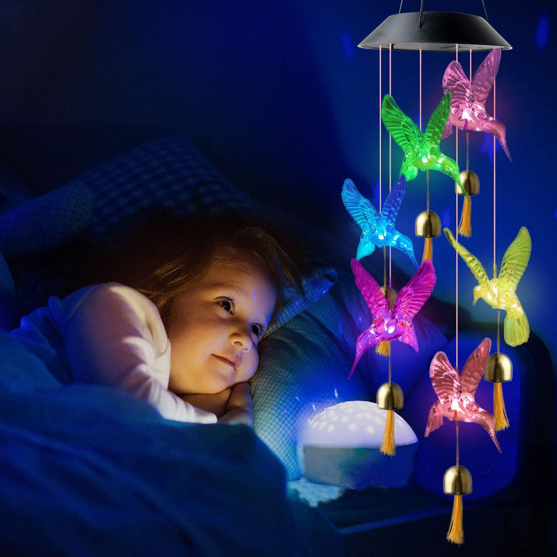 Solarno svjetlo Power Wind Chime Crystal Hummingbird Butterfly Vodootporno vanjsko svjetlo Wind Chime za vrtnu dekoraciju dvorišta