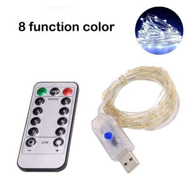 5M/10M/20M USB 8 kaugjuhtimispuldiga tuled Fairy Micro LED läbipaistev vasktraat pidude jõuludeks pulmakaunistusteks