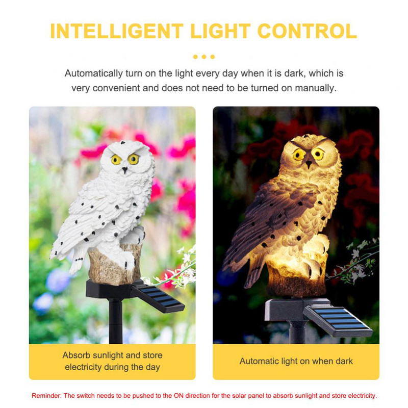 LED svjetla na solarni pogon Vrtna sova Životinja Pixie Lampe za travnjak Ukrasi Vodootporna svjetiljka Unikatna božićna svjetla Vanjske solarne svjetiljke