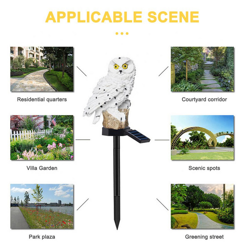 LED svjetla na solarni pogon Vrtna sova Životinja Pixie Lampe za travnjak Ukrasi Vodootporna svjetiljka Unikatna božićna svjetla Vanjske solarne svjetiljke