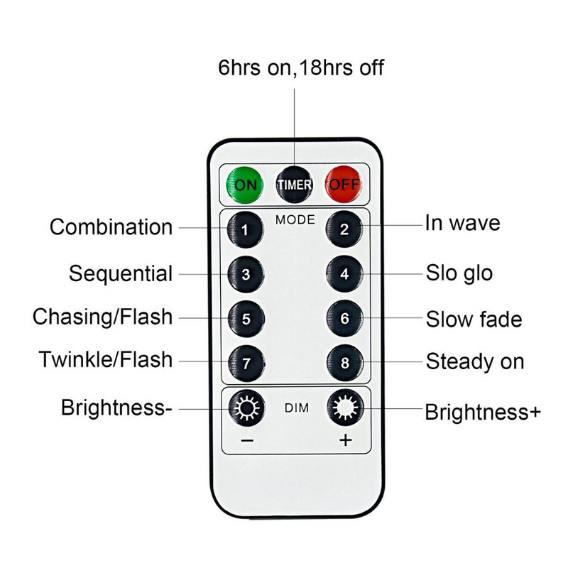 Karácsonyi 33 láb 100 LED-es tündérfüzér lámpák elemes távirányítós időzítővel működő vízálló rézhuzalos villogó lámpa 20 m
