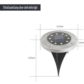 10LED слънчева захранваща дискова светлина Външна градина Слънчева водоустойчива сензорна подземна светлина Светлина на палубата Прожектор Вградена LED лампа