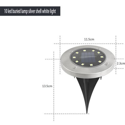 10LED cu energie solară cu disc de lumină pentru grădină în aer liber, solară, impermeabilă, cu detecție, lumină subterană, pentru punte, reflector, lampă cu LED îngropată