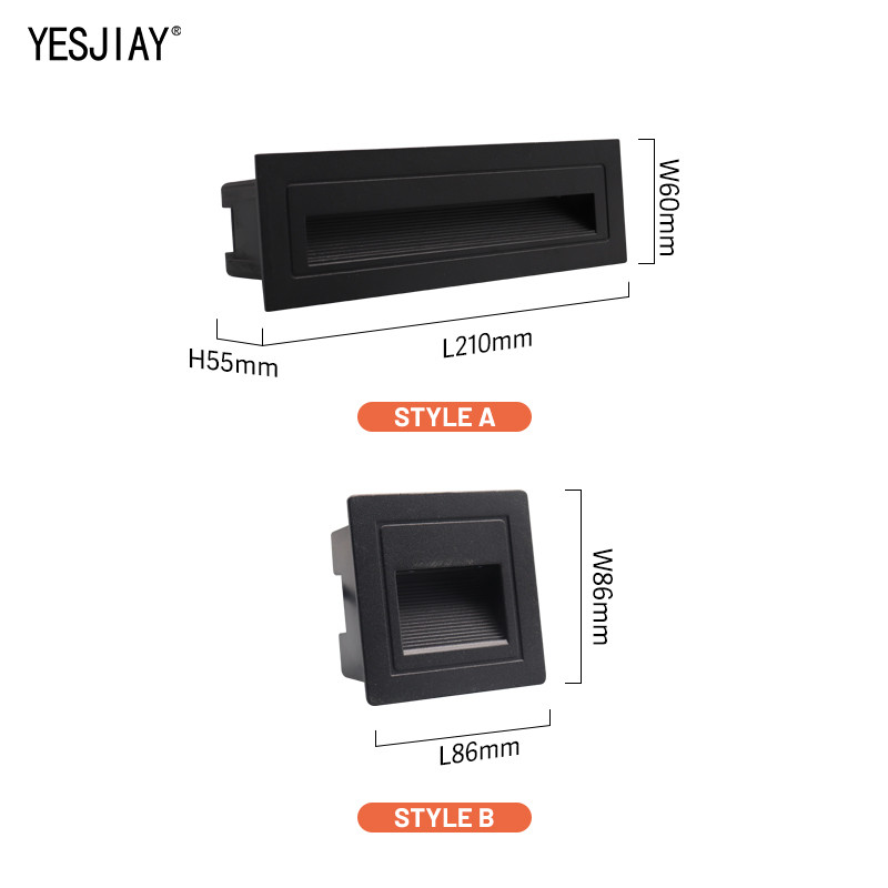 Led laiptų šviesos laiptelių šviestuvai 3W/6W 86/210mm aliuminio įleidžiami lauko vandeniui atsparūs įterptieji laiptinės LED sieniniai šviestuvai namų laiptams