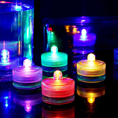 12 бр./лот потопяеми LED светлини Водоустойчиви подводни LED чаени светлини Свещи за сватбени фонтани Вази Аквариум