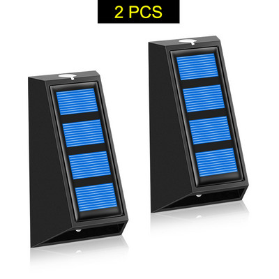 Saulės sieninis apšvietimas LED lauko sodo šviestuvai Spalvingos spalvos keičiasi vandeniui atsparus sieninis šviestuvas Saulės apšvietimas tvoros laiptams