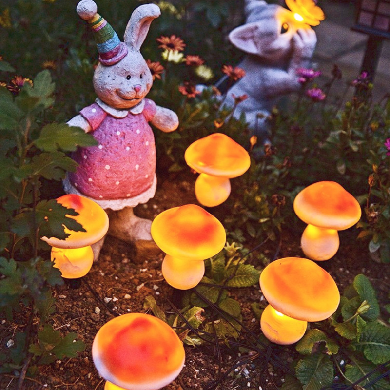 Lampă solară cu ciuperci, în aer liber, lumini de grădină, impermeabile, lumini cu LED sensibile la lumină, pentru curte, curte, iarbă, decor stradal