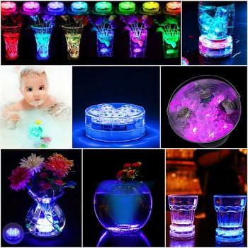 10leds RGB υποβρύχια φώτα LED Υποβρύχιο νυχτερινό φως Εξωτερική πισίνα Φως τσάι Βάζο λιμνούλα Διακόσμηση γάμου