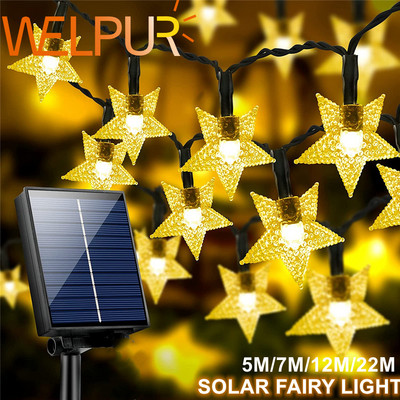 Solar Star String Lights 8 režiimi Twinkle Fairy veekindel vanik väliaedadele muru jõulupuu tara rõdu kaunistus